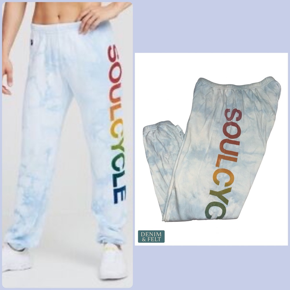 Aviator Nation SoulCycle Rainbow Tie Dye Joggers Sweatpants Beachy Retro‎ Lounge